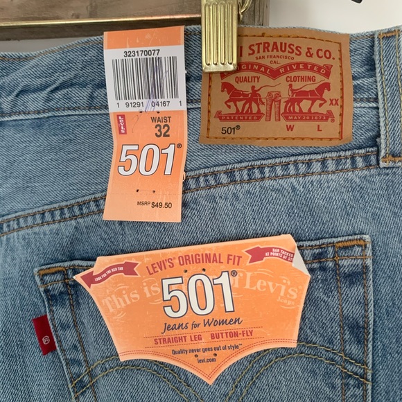 Levi’s 501 Mid Rise Raw Denim Short NWT - Picture 2 of 12